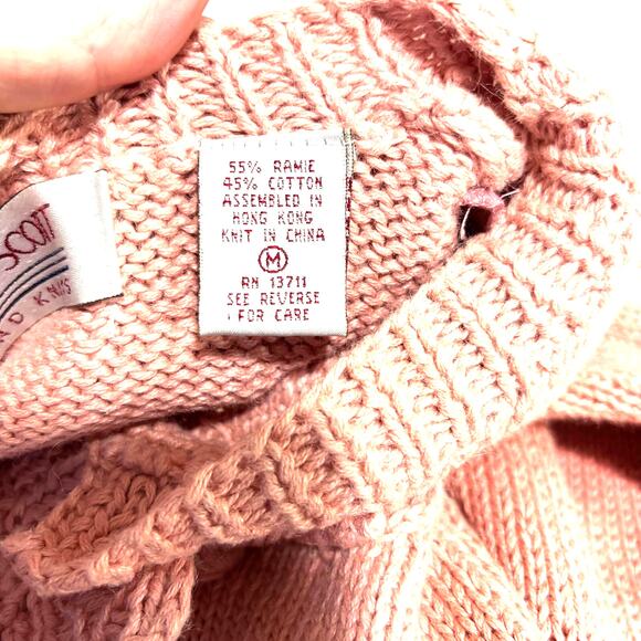 Karen Scott hand knit pink long sleeve sweater cardigan Size M button front - Picture 5 of 7